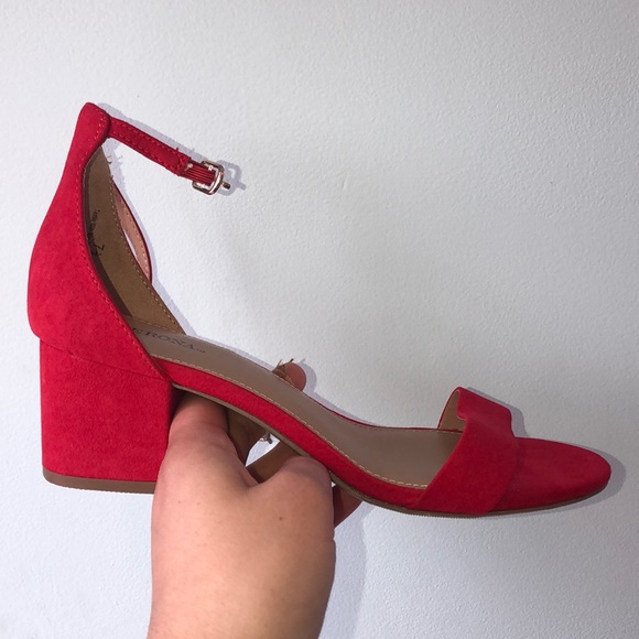 Merona Shoes - Merona Red Suede Open Toe Chunky Heels